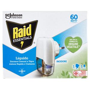 Raid Liquido Elettrico Protezione+ Antizanzare, Inodore, 60 Notti, 1 Diffusore e 1 Ricarica 36 ml