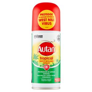 Autan Tropical Spray Secco Insetto Repellente e Antizanzare Tigre, Comuni e Tropicali, 100ml