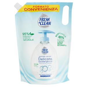 Fresh & Clean Sapone Liquido Delicato Ipoallergenico* con Acqua Micellare Ecoricarica 1000 ml