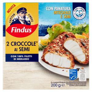 Capitan Findus 2 Croccole ai Semi con 100% Filetti di Merluzzo 200 g