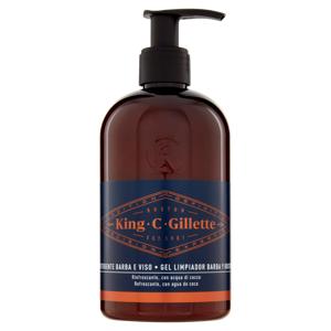 King C. Gillette Detergente Barba e Viso con Acqua di Cocco, Olio di Argan e Olio di Avocado 350 ml