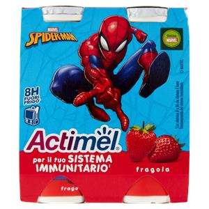 Actimel Spiderman, Yogurt da Bere con Vit B6 e D per il Sistema Immunitario, gusto fragola, 4x100g
