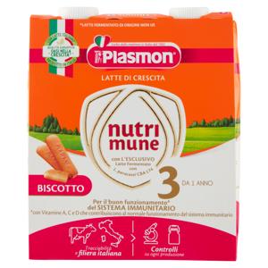 Plasmon Latte di Crescita con Biscotto Nutri mune 1-3 Anni 1 L