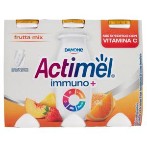 Actimel Immuno+ yogurt da bere arricchito con zinco, calcio, vitamina C, B6, D, gusto frutta 6x100ml