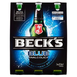 BECK'S BLUE Birra pilsner tedesca analcolica bottiglia 3x33cl