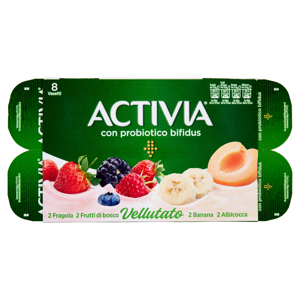 ACTIVIA Vellutato Mix (2 Fragola - 2 Banana - 2 Frutti di bosco - 2 Albicocca) 8 vasetti x 125 g
