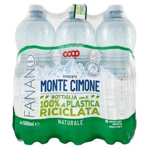 Sorgente Monte Cimone Bottiglia con il 100% di Plastica Riciclata Naturale 6 x 1000 ml