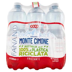 Sorgente Monte Cimone Bottiglia con il 100% di Plastica Riciclata Frizzante 6 x 1000 ml