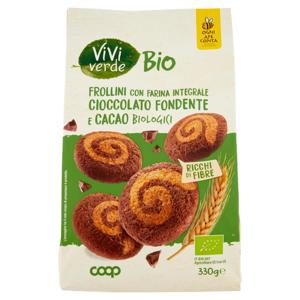 Frollini con Farina Integrale Cioccolato Fondente e Cacao Biologici 330 g