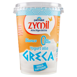 ZYMIL Alta Digeribilità Senza Lattosio Yogurt alla Greca Zero Grassi Bianco 500 g