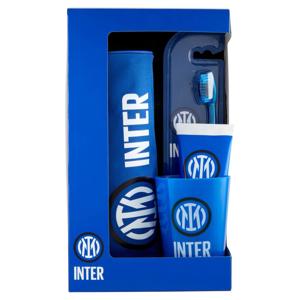 Inter Dentifricio menta 75 ml, Bicchiere, Spazzolino setole medie, Fan Bag