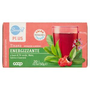 Plus Tisana Energizzante a base di Tè verde, Mate, Salvia e Guaranà 20 Filtri 50 g