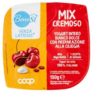 Senza Lattosio* Mix Cremoso Yogurt Intero Bianco Dolce con Preparazione alla Ciliegia 150 g