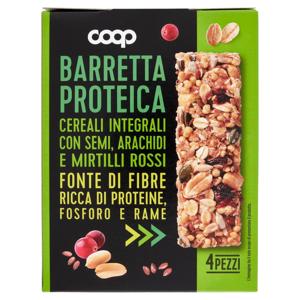 Barretta Proteica Cereali Integrali con Semi, Arachidi e Mirtilli Rossi 4 x 28 g