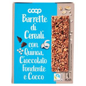 Barrette di Cereali con Quinoa, Cioccolato Fondente e Cocco 4 x 28 g