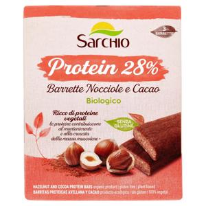 Sarchio Protein 28% Barrette Nocciole e Cacao Biologico 3 x 45 g