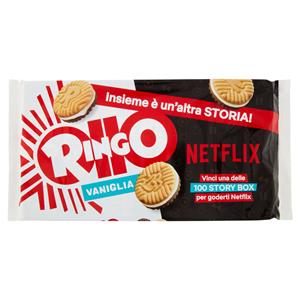 Ringo Vaniglia Biscotti Farciti con Crema Vaniglia Snack Merenda 6 porzioni, con più Crema, 330g