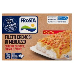 Frosta Filetti Cremosi di Merluzzo con Purè di Patate, Senape e Carote 360 g