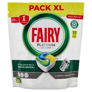 Fairy Pastiglie Lavastoviglie Platinum, Detersivo Piatti Limone, 33 Capsule 492 g