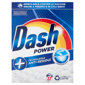 Dash Power Detersivo Lavatrice in Polvere, Tecnologia Anti-Residui, 37 Lavaggi 1850 g