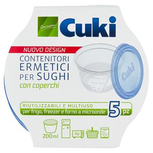 Cuki Conserva Contenitori Ermetici per Sughi con coperchi 200 ml 5 pz