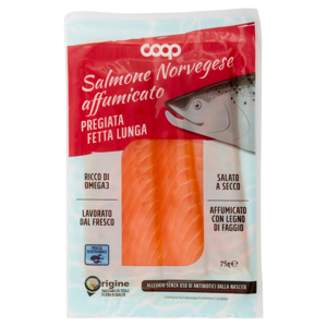 Salmone Norvegese affumicato Pregiata Fetta Lunga 75 g