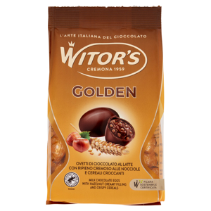 Witor's Golden Ovetti di Cioccolato al Latte con Ripieno alle Nocciole e Cereali Croccanti 150 g