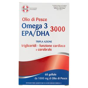 Matt Divisione Pharma Olio di Pesce Omega 3 EPA/DHA 3000 60 gellule 76,5 g