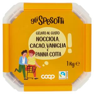 Gelato al Gusto Nocciola, Cacao, Vaniglia e Panna Cotta 1 Kg