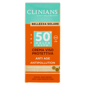 Clinians Bellezza Solare Crema Viso Protettiva SPF50¿ Anti Age Antipollution 50 mL