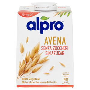 ALPRO Avena Senza Zuccheri, Bevanda all'Avena 100% vegetale con Vitamine B2, B12 e D, 500 ml