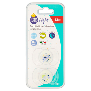 neo Baby Light Succhietto Anatomico in Silicone 12m+ Dino Glow 2 pz