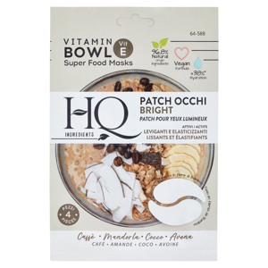 HQ Ingredients Patch Occhi Bright Attivi Caffè - Mandorla - Cocco - Avena 4 pz