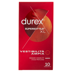 Durex SuperSottile Vestibilità Extra-Large Preservativi Sottili, 10 Profilattici