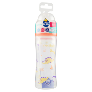 neo Baby Biberon Plastica Collo Largo 250 ml 2m+ Dino Arancio