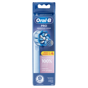 Oral-B Testine di Ricambio Pro Sensitive Clean per Spazzolino Elettrico Denti Ricaricabile 4 pz