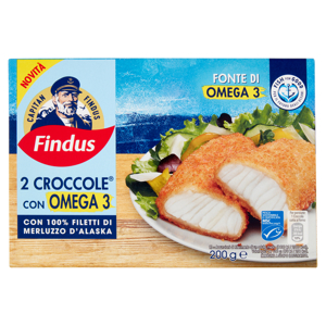Capitan Findus 2 Croccole con Omega 3 con 100% Filetti di Merluzzo 200 g