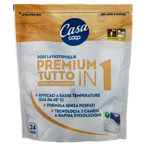 Dosi Lavastoviglie Premium Tutto in Extra Brillantezza 24 Dosi 300 g