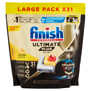 Finish Ultimate Plus All In One Lemon pastiglie lavastoviglie 31 lavaggi 378,2 g