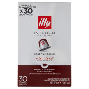 illy Intenso Espresso Capsule Compatibili con le Macchine Nespresso* 3x30 Capsule in Alluminio 171g
