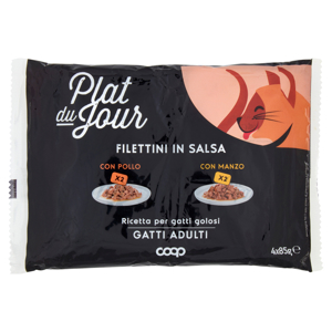 Filettini in Salsa con Pollo, Manzo Gatti Adulti 4 x 85 g