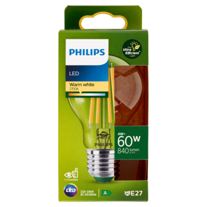 Philips Led Goccia Vetro Filamento 60W E27 2700K 