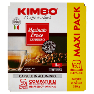Kimbo Macinato Fresco Espresso Capsule Compatibili con le Macchine Nespresso* 2 x 165 g