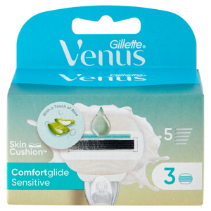 Gillette Venus Comfortglide Sensitive Lamette di ricambio per Rasoio da Donna, 3 Ricariche