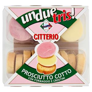 Citterio UnDueTris! Prosciutto Cotto con Formaggio e Crostini 100 g