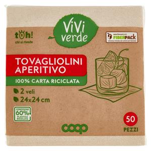 Tovagliolini Aperitivo 100% Carta Riciclata 2 veli 24x24 cm 50 pz