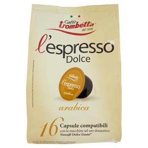 Caffè trombetta l'espresso Dolce arabica 16 Capsule compatibili Nescafé Dolce Gusto* 112 g