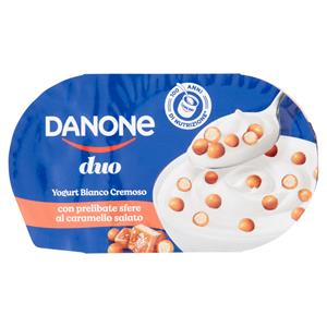 Danone Duo, Yogurt Bianco Cremoso con Prelibate Sfere al Caramello Salato, 98g