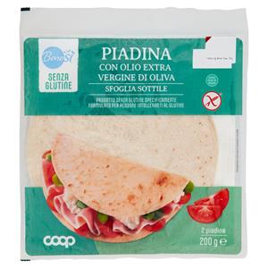 Piadina con Olio Extra Vergine di Oliva Sfoglia Sottile Senza Glutine 2 x 100 g 