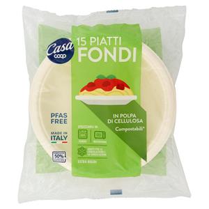 Piatti Fondi in Polpa di Cellulosa Compostabili* 15 pz